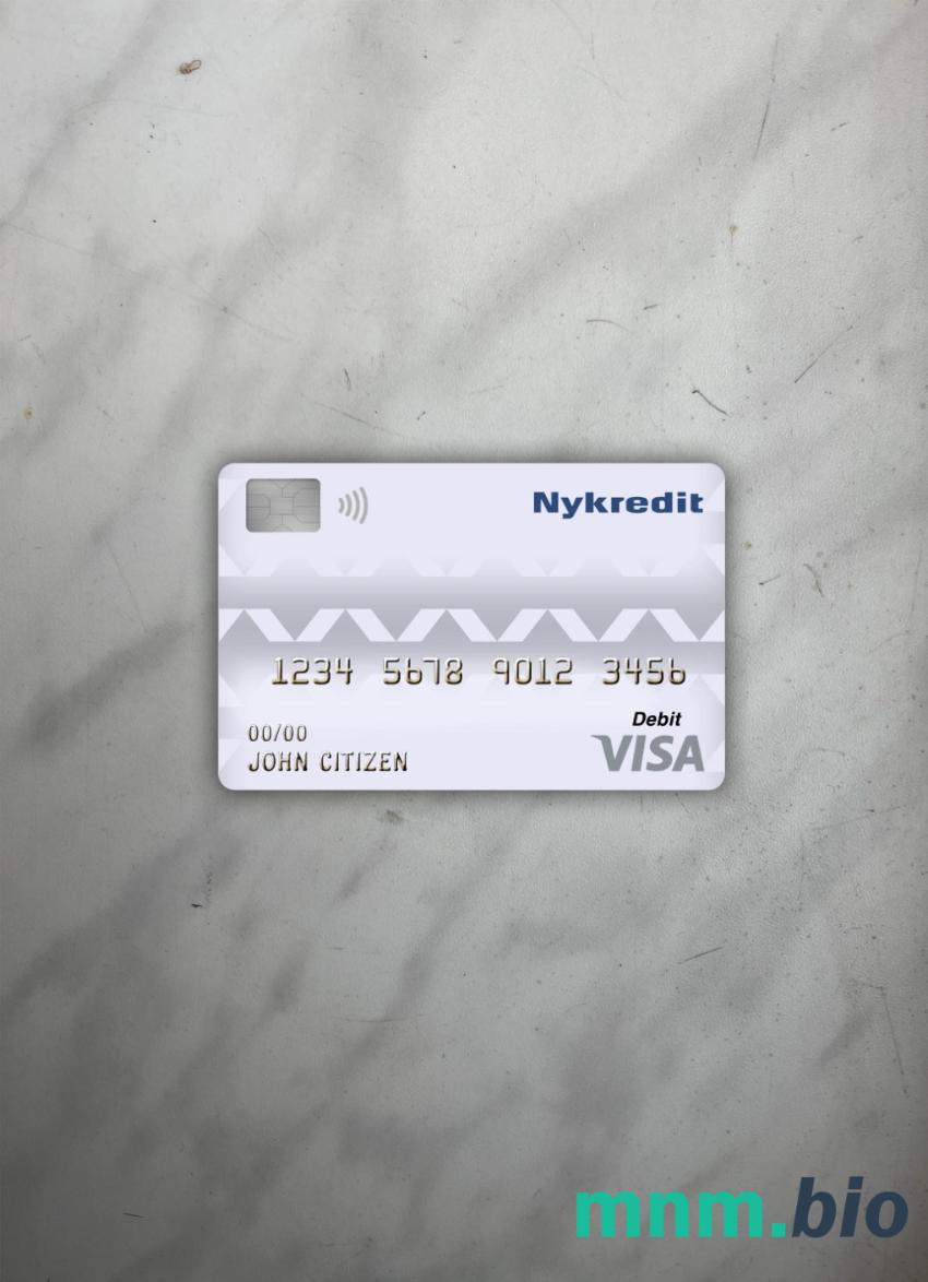 Denmark Nykredit bank visa obciążyć card wygląd fotograficzny skan PSD + zdjęcie
